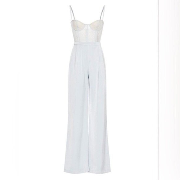 Katie May Pants - White Wide-Leg Jumpsuit with Bustier Top